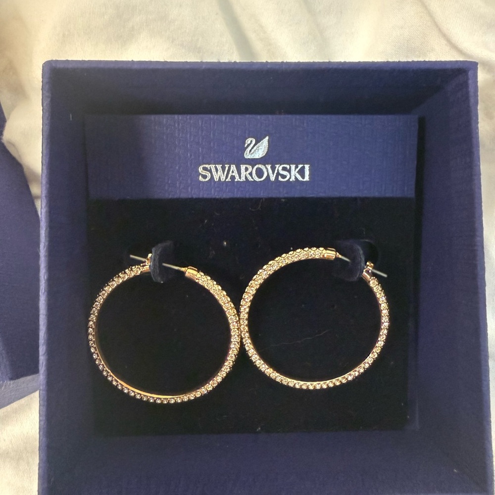 Swarovski Crystal-Studded Gold Earrings